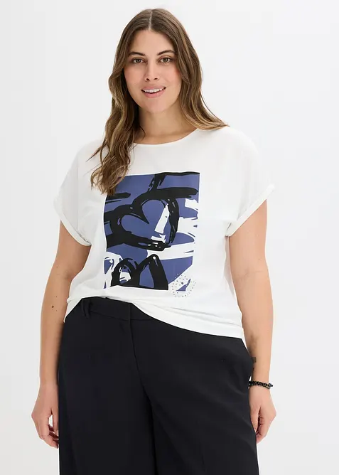 Topp med viskos och glitterstenar, bonprix