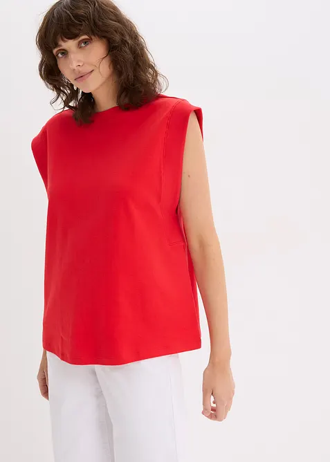 Topp med ribbade ärmringningar, bonprix