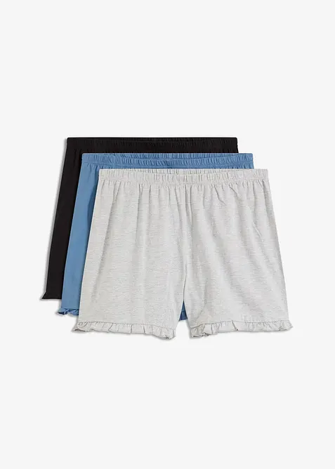 Pyjamasshorts av ekologisk bomull (3-pack), bonprix