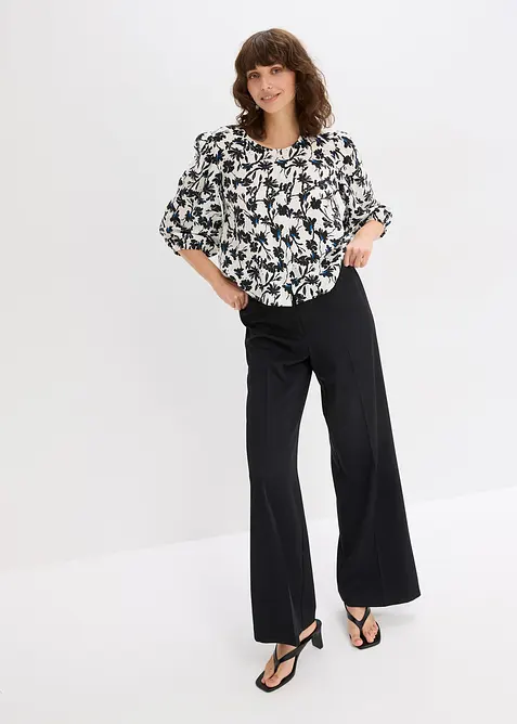 Kortärmad blus av material med struktur, bonprix