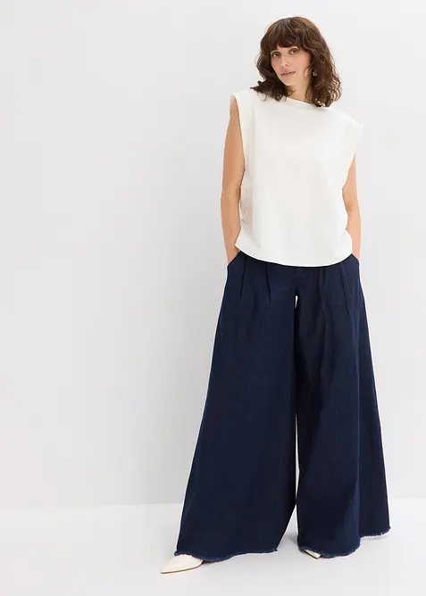 Oversizetopp med ribbade &auml;rmringningar, bonprix