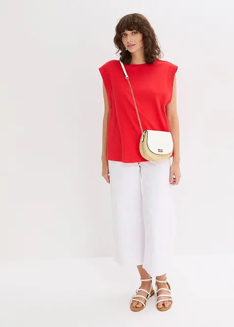 Topp med ribbade ärmringningar, bonprix