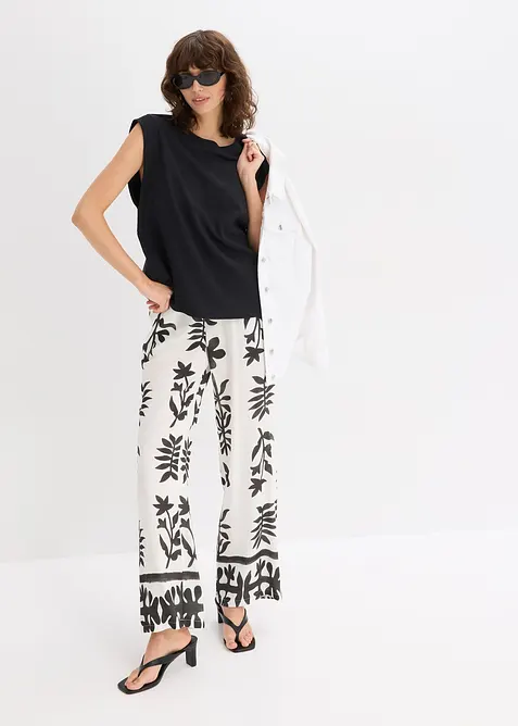 Oversizetopp med ribbade &auml;rmringningar, bonprix