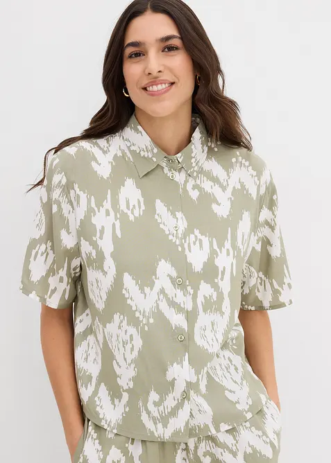 Viskosblus med tryck, bonprix