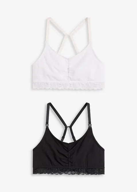 Amningsbehå utan bygel och med ekologisk bomull (2-pack), bonprix