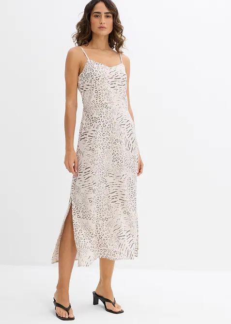 Klänning med smala axelband i följsam viskos, bonprix