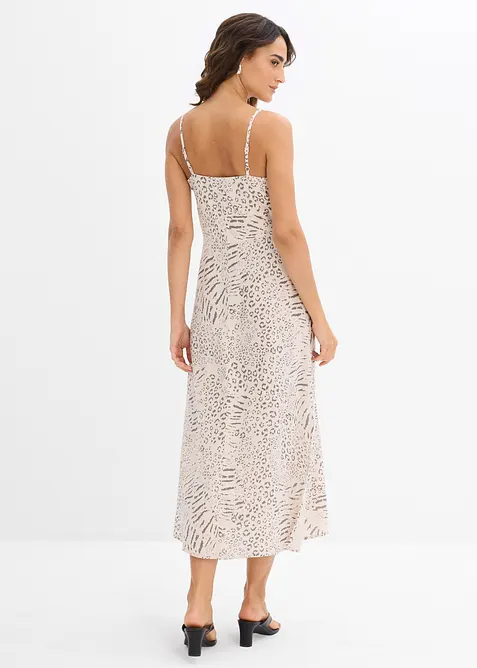 Klänning med smala axelband i följsam viskos, bonprix