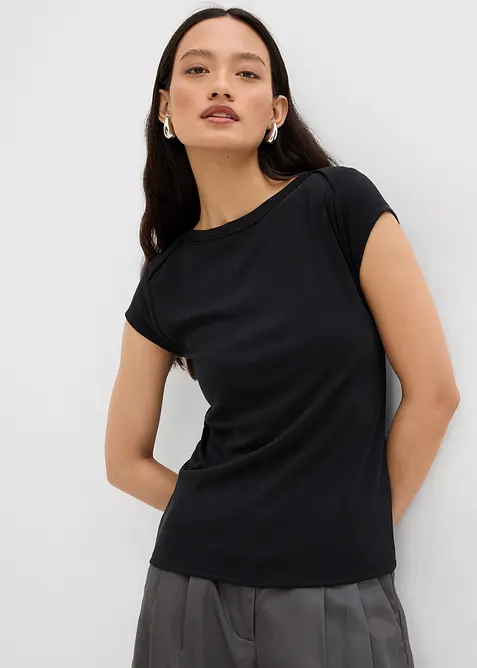 Ribbad topp av mjuk modalmix, bonprix