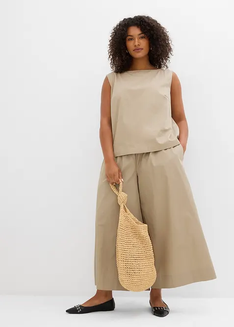 Vid culottebyxa av ren bomull, bonprix