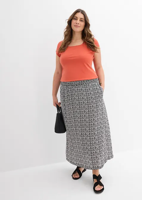 Maxikjol av krinklad viskos, bonprix