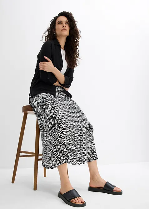 Maxikjol av krinklad viskos, bonprix