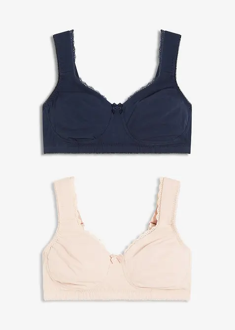 T-shirtbehå i minimizermodell utan bygel, med ekologisk bomull (2-pack), bonprix