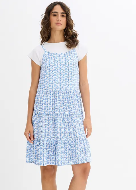 Kl&auml;nning med axelband, av mjuk viskos, bonprix