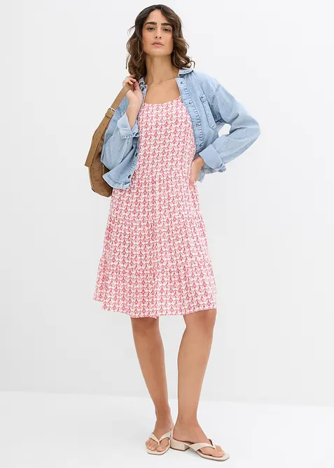 Klänning med axelband, av mjuk viskos, bonprix