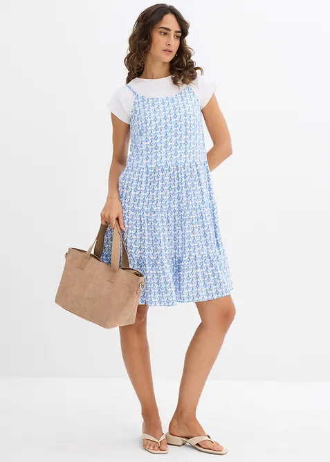 Kl&auml;nning med axelband, av mjuk viskos, bonprix