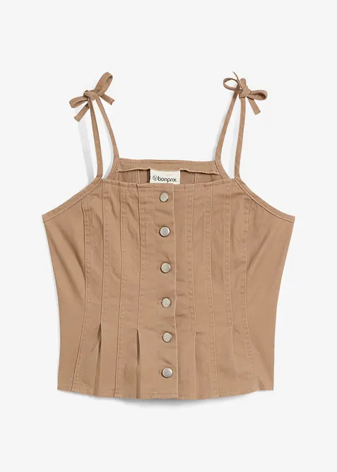 Linne av elastisk bomullsmix med smala axelband, bonprix