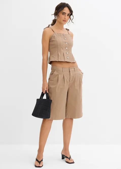 Linne av elastisk bomullsmix med smala axelband, bonprix