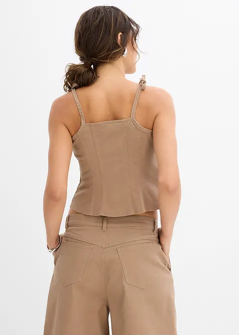 Linne av elastisk bomullsmix med smala axelband, bonprix