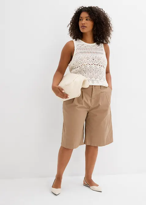 Långa bermudashorts av elastisk bomullsmix, bonprix