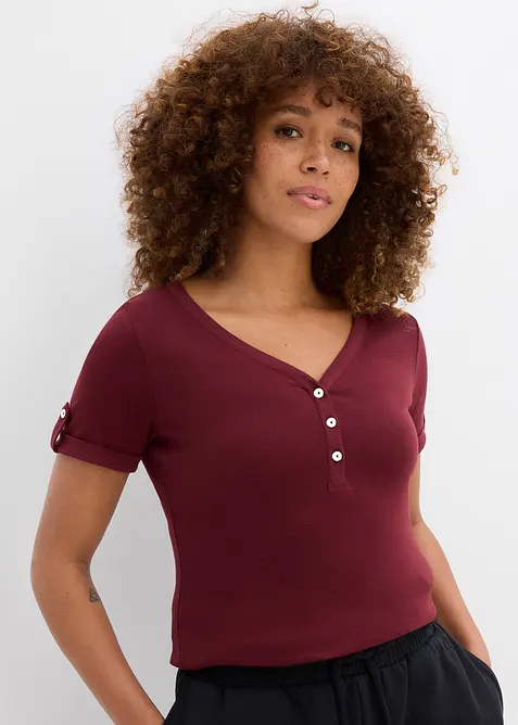 Topp med farfarskrage i ren bomull, bonprix