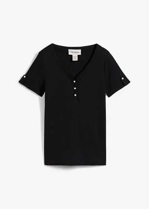 Topp med farfarskrage i ren bomull, bonprix