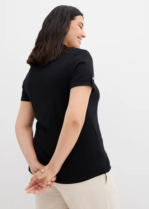 Topp med farfarskrage i ren bomull, bonprix