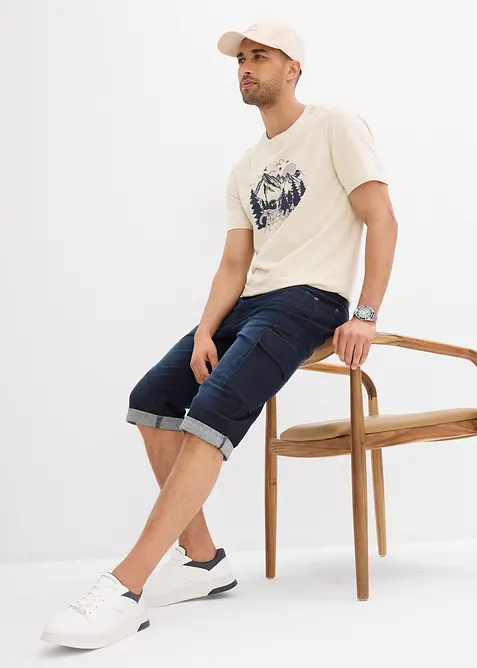 Stretchiga jeansshorts i cargomodell, Regular Fit, bonprix