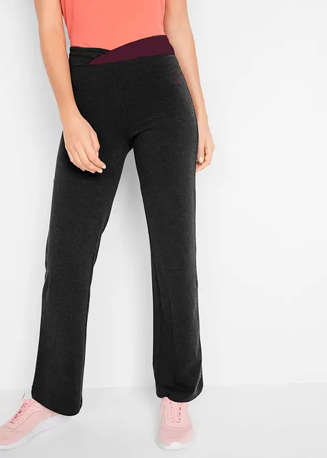 Stretchig sportbyxa i bomull med bootcut (2-pack), bonprix