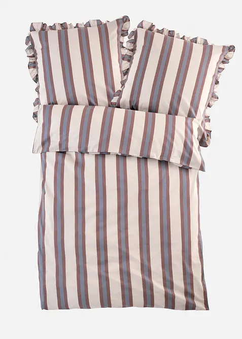 Sängkläder med ränder och rysch, bonprix