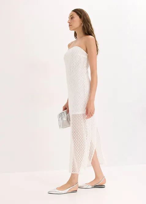 Off shoulder-klänning med spets, bonprix