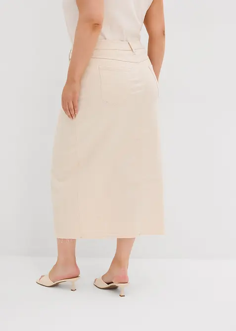 Jeanskjol med slits, bonprix