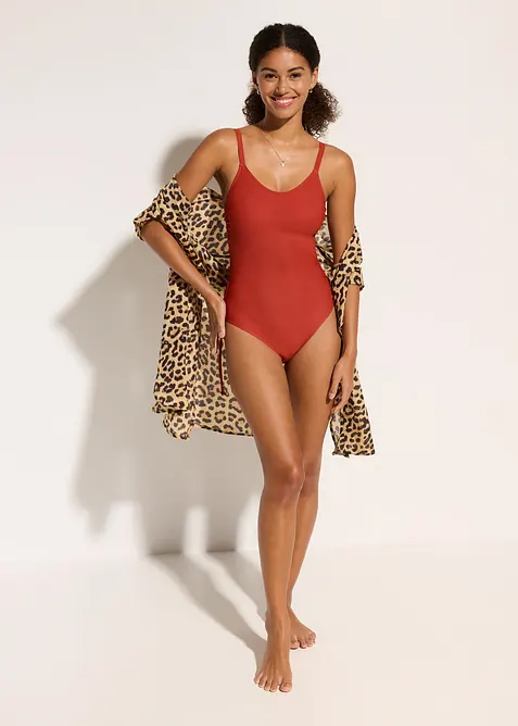 Baddräkt med snörning och lätt formande effekt, bonprix