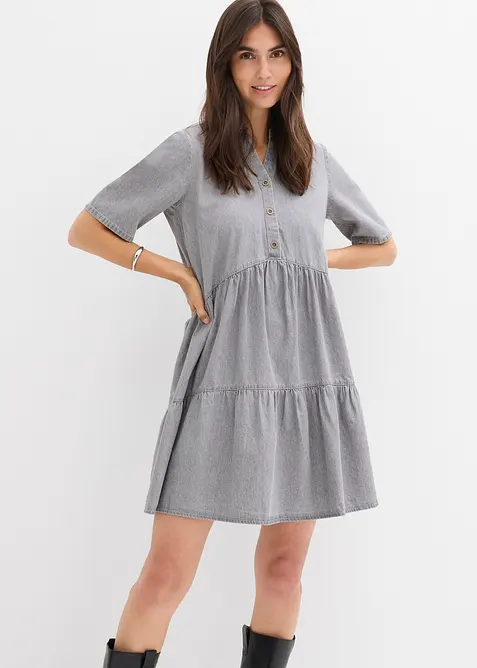 Kortärmad jeansklänning, bonprix