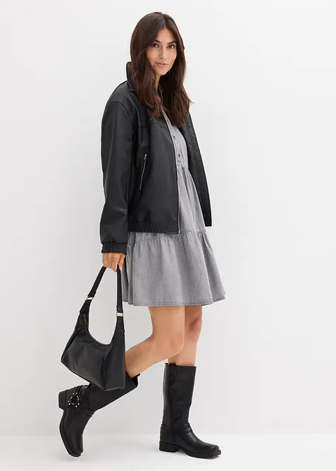 Kortärmad jeansklänning, bonprix