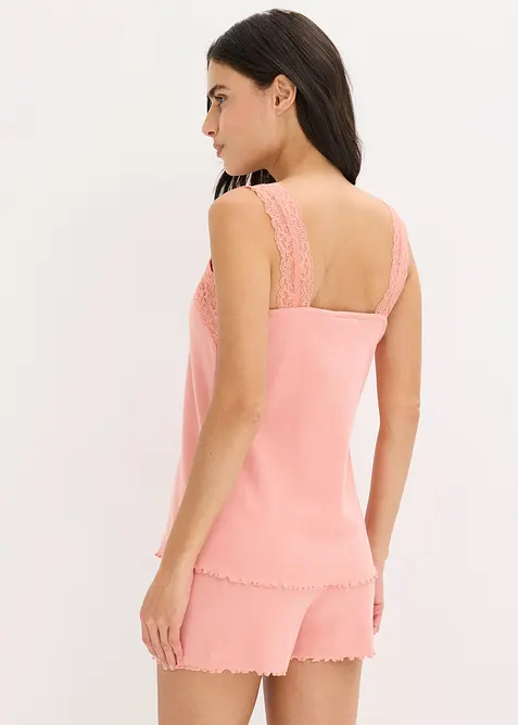 Pyjamas med shorts och ljuvlig spets, bonprix