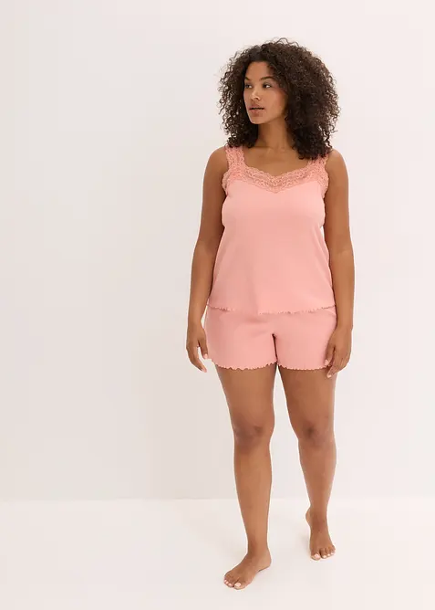 Pyjamas med shorts och ljuvlig spets, bonprix