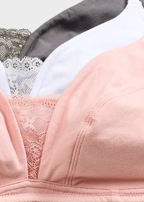 BH utan bygel med mjuk ekologisk bomulll (3-pack), bonprix