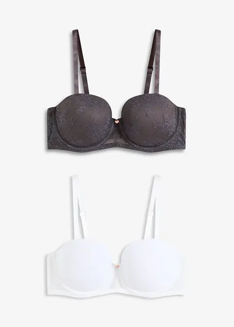 Balconette-BH med skir spets (2-pack), bonprix