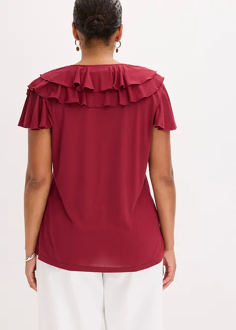 Topp med volanger i mjuk modalmix, bonprix