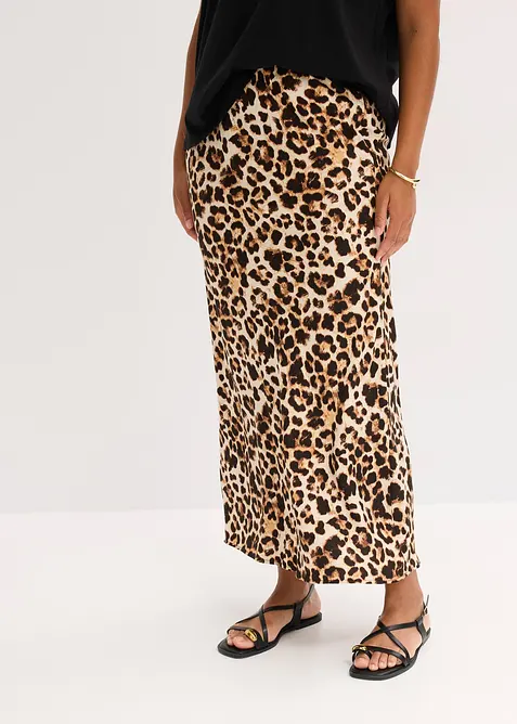 Mellanlång kjol i följsam viskos, bonprix