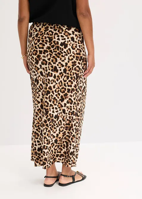 Mellanlång kjol i följsam viskos, bonprix