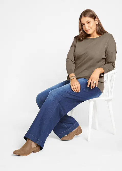 Wide Leg Jeans Mid Waist, med bekv&auml;m midja, bonprix