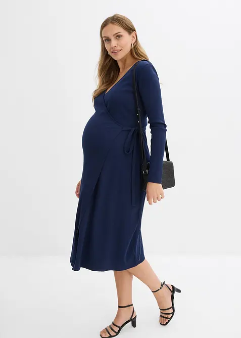 Ribbad mamma-omlottklänning i ekologisk bomull, bonprix