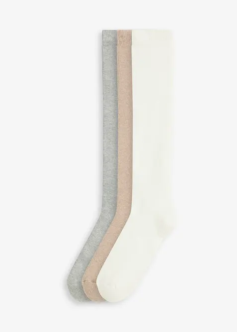 Värmande knästrumpor (3-pack) med mjuk frotté på insidan, bonprix