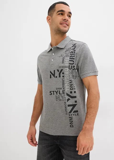 Pikétröja av ren bomull Slim Fit, korta ärmar, bonprix