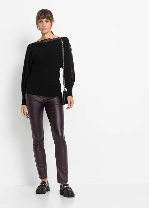 Finstickad tröja av viskos med mjukt fall, bonprix