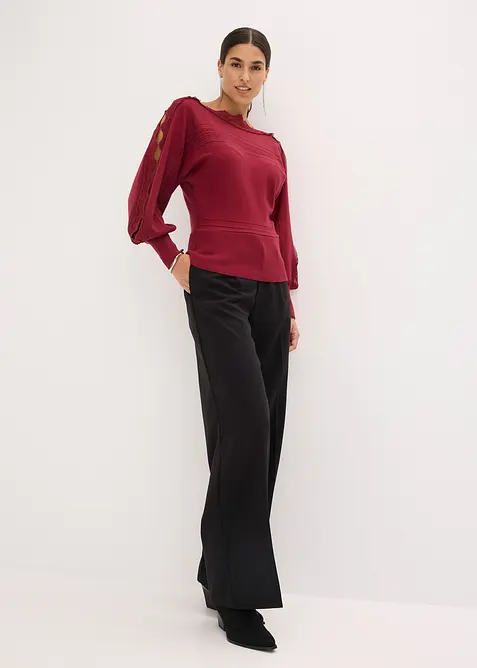 Finstickad tröja av viskos med mjukt fall, bonprix