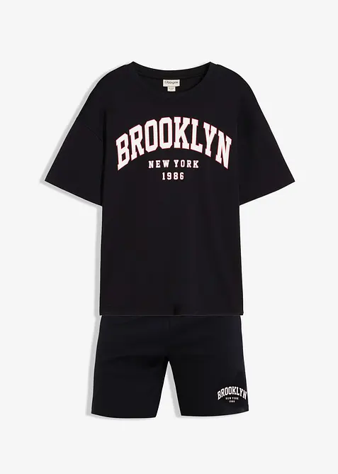 T-shirt och shorts i tjockt material av ekologisk bomull (2 delar), bonprix