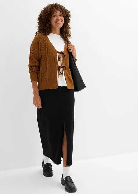 Cardigan med knytband, bonprix