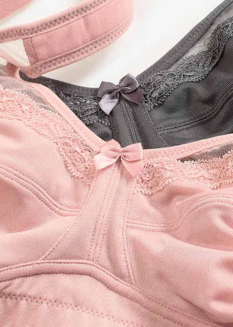 Avlastande BH utan bygel, med vadderade axelband (2-pack), bonprix